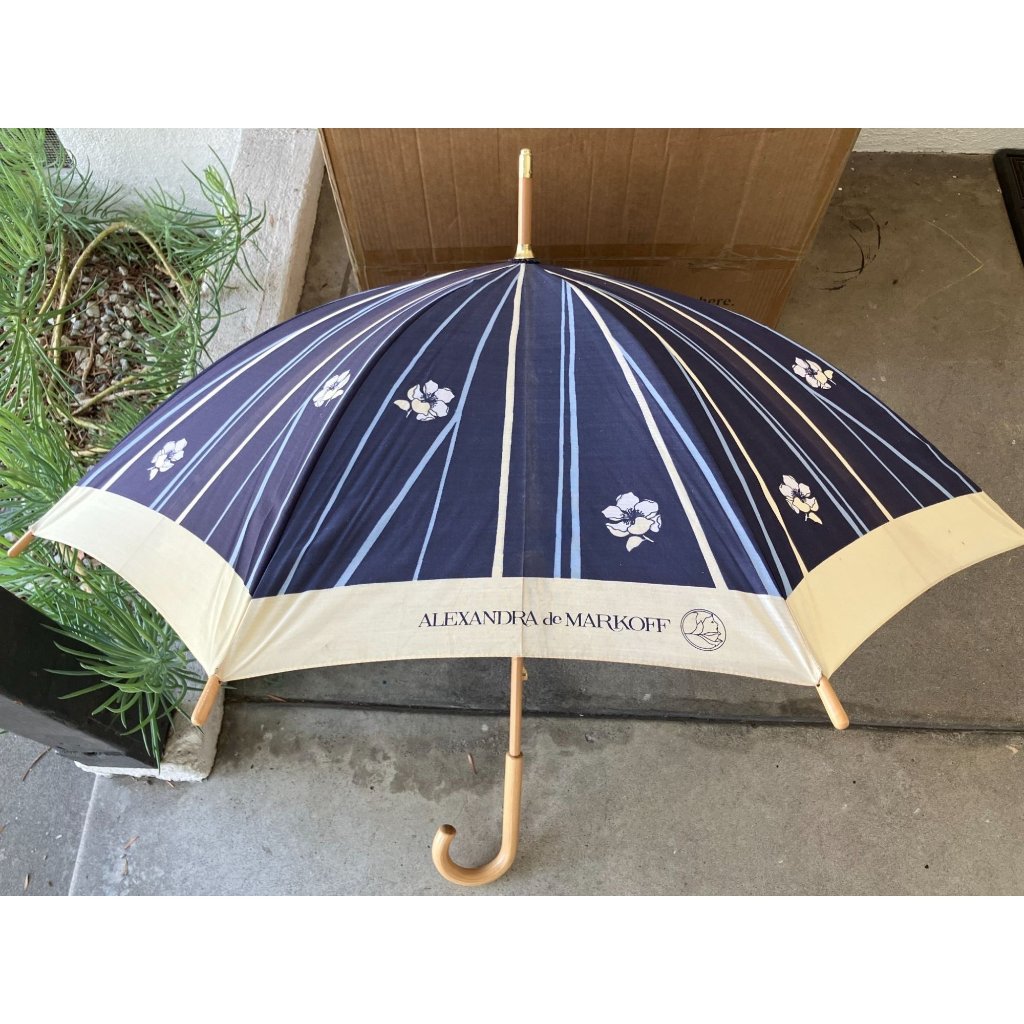 Alexandra De Markoff Vintage Promotional Umbrella BlueWhite One Size Rare